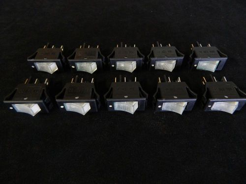 10 pack rocker switch on off mini toggle white led 12v 10 amp ec-1220wh for sale
