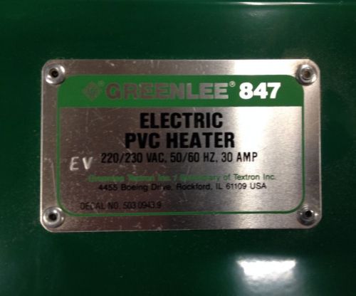 Greenlee 847 pvc conduit heater for sale