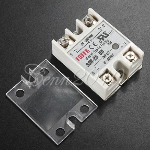 Solid state relay ssr-25da 3-32vdc 25a/250v output 24-380vac with cover hot for sale