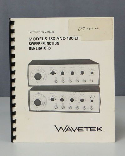 Wavetek Model 180/180LF Sweep/Function Generators Instruction Manual