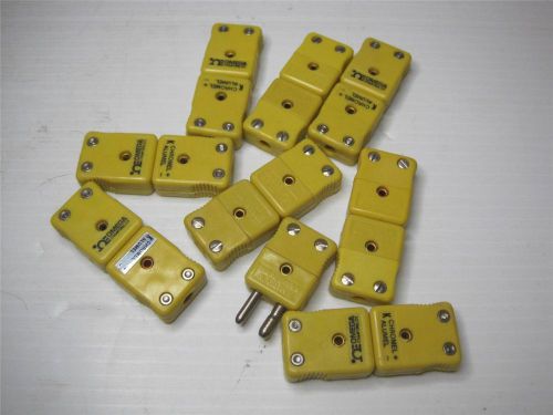 7905 Lot (9) Omega Type K Mini Thermocouple Connector Yellow NASA Surplus