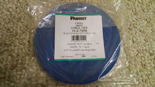 PANDUIT | HLS-75R6 | Hook And Loop Roll, 75&#039;L , .75&#034;W  NEW in bag Blue Velcro