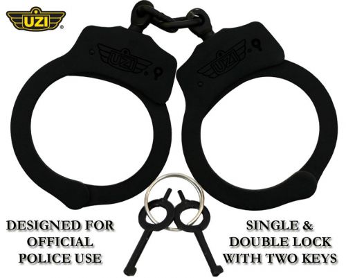 Uzi black chain steel handcuff police double lock nib professional handcuffs for sale