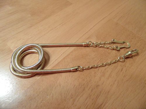 18&#034; Snake Style Police Security Whistle Chain With Button Hook Gold Lot of 5