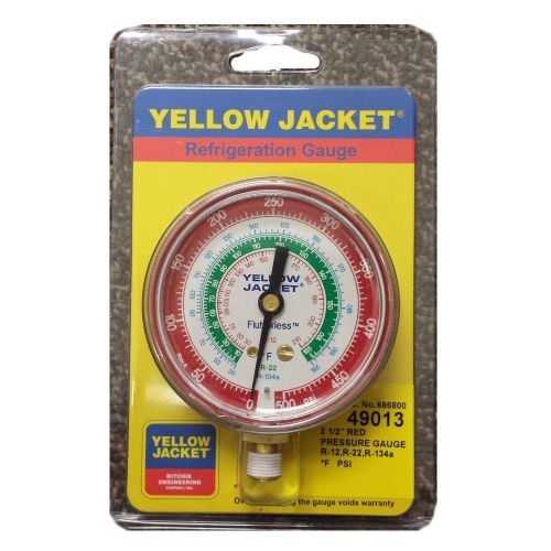 Yellow Jacket 49013 Red Refrigeration Pressure Gauge R-12/22/134a - NEW!
