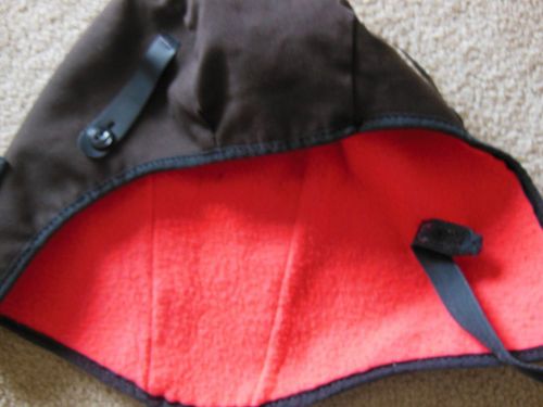 Lot of 2 winter hard hat liners brown with red fleece and velcro for sale