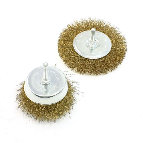 2 pcs 2.8&#034; 10&#034; dia brass coated wire wheel brush rotary polishing tool for sale