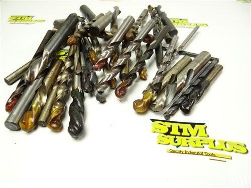 ASSORTED LOT OF 37 HSS STRAIGHT SHANK TWIST DRILLS 3/16&#034; TO 5/8&#034; CLE-FORCE