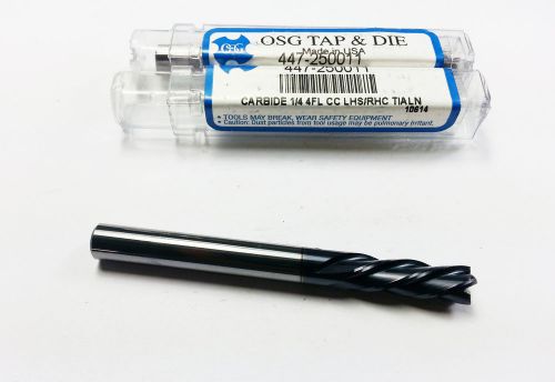 (lot of 2) 1/4&#034; osg solid carbide tialn 4 flute end mill (n 627) for sale