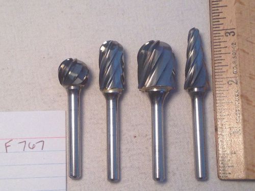 4 new 6 mm shank carbide burrs for cutting aluminum. metric. made in usa  {f767} for sale