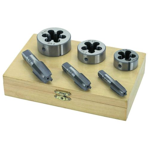 Steel 6Pc Pipe Tap &amp; Die Set Cut Renew External/Internal Thread Engine Tool91395
