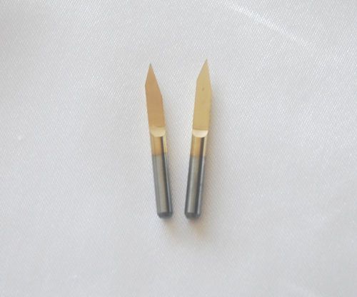 2x titanium coated carbide pcb engraving cnc bit router tool 15 degree 0.1mm for sale