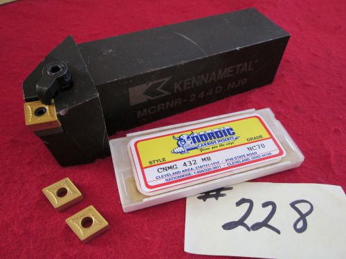 1 kennametal 1-1/2&#034; lathe tool holder w 8 cnmg 432 nordic carbide inserts {228} for sale