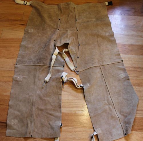 WeldMark Men&#039;s Welding Protective Chaps Cowhide Leather Length 40&#034;