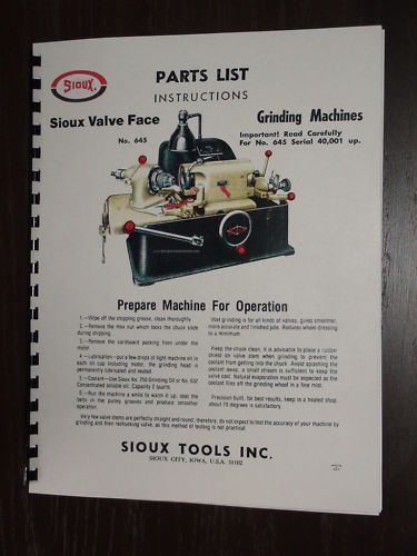 Sioux 645 Valve Grinder Manual Serial Number 40001 &amp; Up