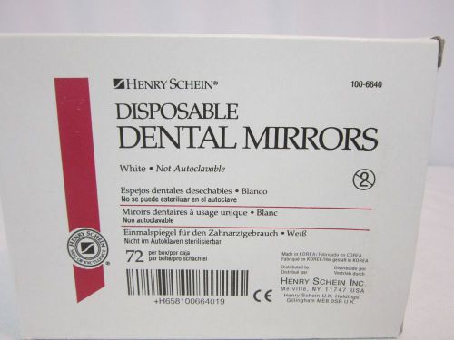 New Henry Schein Disposable Dental Mirrors White New Box of 72