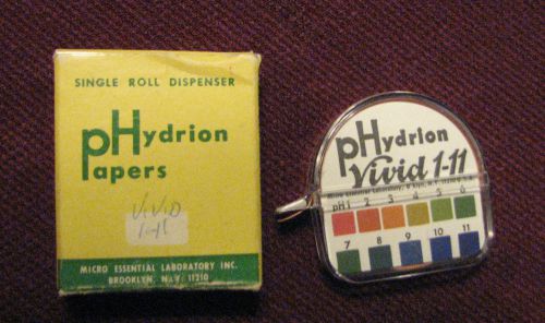 Phydrion Paper Dispenser Micro Essential Lab NY  VIVID pH 1-11 Original Box Roll