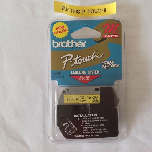 Yellow Label Tape For Brother  P-Touch PT-100, PT-110, PT-85, PT-65 Model MK631