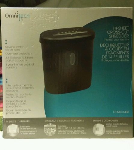 NEW Omnitech Paper Shreeder 14 Sheet Croos Cut,  $129.99 retail