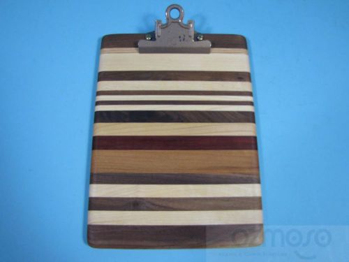 Small Exotic Multi Color Wood Handcrafted 6.5&#034; x 9&#034; Clipboard for Memo Notepad