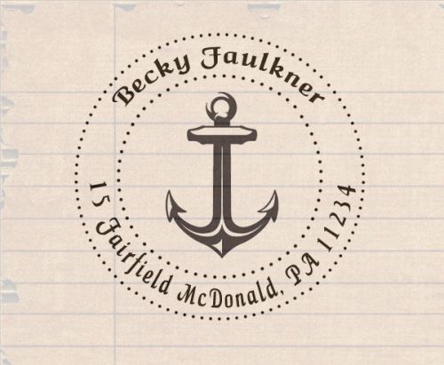 custom name business anchor return address round rubber self inking stamp 1.5&#034;