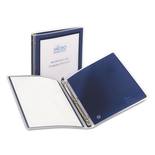 Flexi-View Binder with Round Rings, 1/2&#034; Capacity,Navy Blue