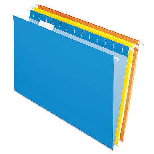 Hanging file folders, 1/5 tab, legal, assorted colors, 25/box for sale