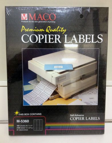 MACO White Copier Address Labels, 1-1/2 x 2-13/16 Inches, 21 Per Sheet, 2100 Per