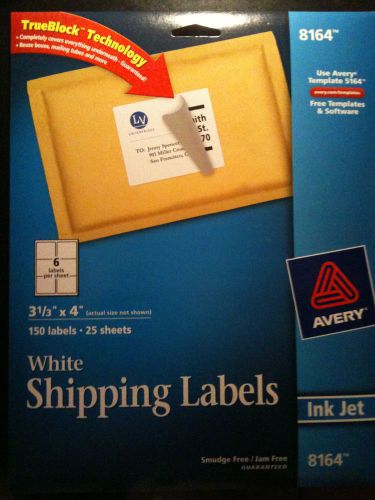 Avery 8164 White Shipping Labels 3 1/3 x 4 - 150 Labels 25 Sheets - Free Ship