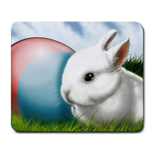 adorable Rabbit and his her toy vibrant pc mouse pad