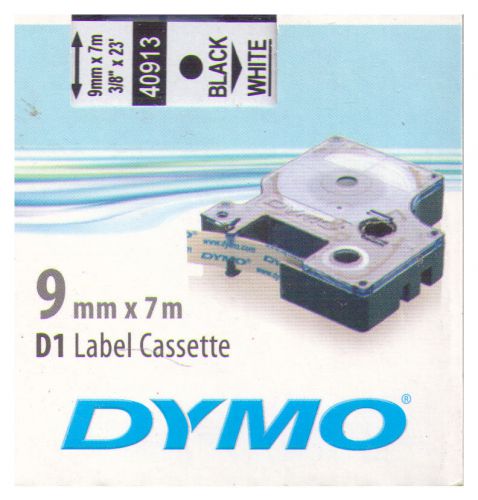 Dymo D1 Label Cassette - 9mm x 7m - 40913 BLACK on WHITE