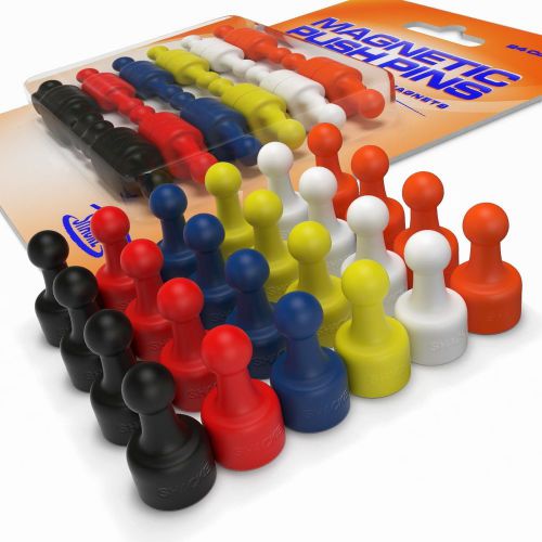 Magnetic Push Pins for Magnetic Planning Boards, Assorted Colors, 20/Pack