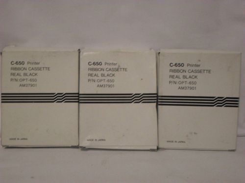 Lot of 3 Printer Ribbon Cassettes - Real Black - C-650 - AM37901 P/N:OPT-650