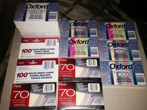 Oxford/Mead White/Color Ruled Index cards 3x5 11 packs total:1410 index cards!!!