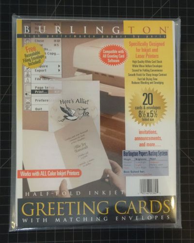 Burlington High Performance Half-Fold Greeting Card Matching Envelopes 20 Cards