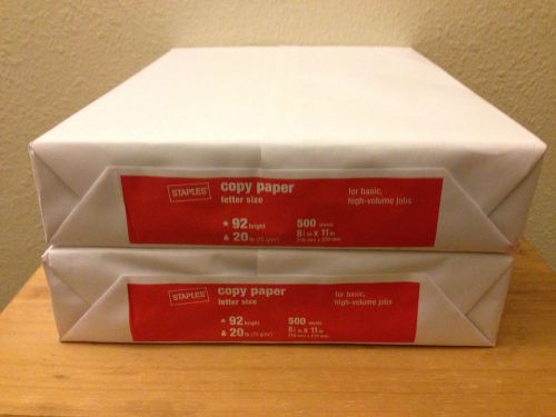 2 Reams of Staples Copy Paper - 1000 Sheets 8.5x11 NEW