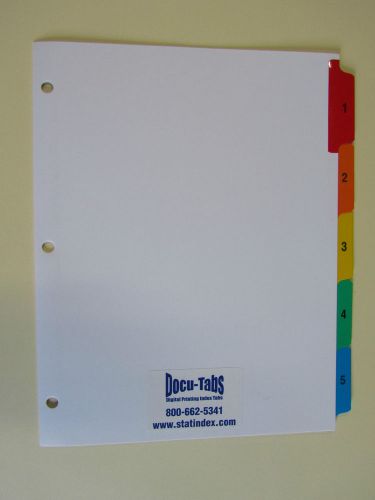 500 SETS # 1-5 Numbered index tab dividers, 3 hole punched + 2 hole at top