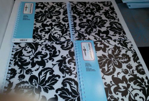 NEW Lot of 4 Martha Stewart Avery Black Damask Spiral Notebook 8.5&#034; x 11&#034;