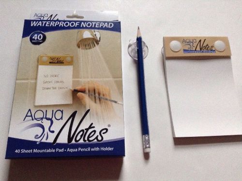 Aqua Notes Waterproof Notepad Suction Cup 40 Sheet Mountable Shower Writing Pad