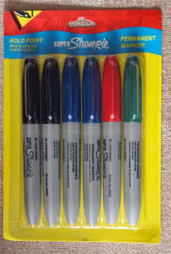 NEVER OPENED 6 BOLD Point Shonrie Markers Black Blue Red Green SUPER