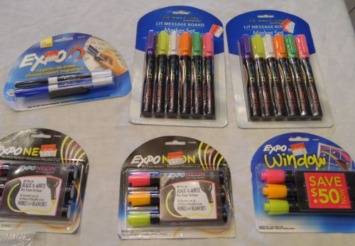 Expo and Green Light Low Odor  Dry-Erase Markers, Assorted, 6 Packs, 23 total