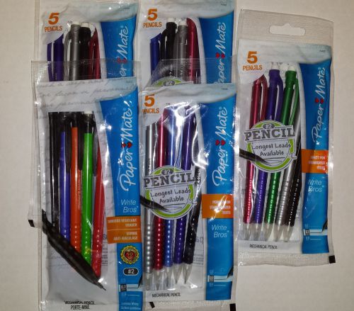 5 Packs Paper Mate Write Bros Mechanical Pencils - Total 25 Pencils