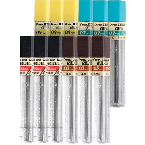 Pentel Super Hi-Polymer Mechanical Pencil Leads 0.3, 0.5, 0.7, 0.9, 153 Leads
