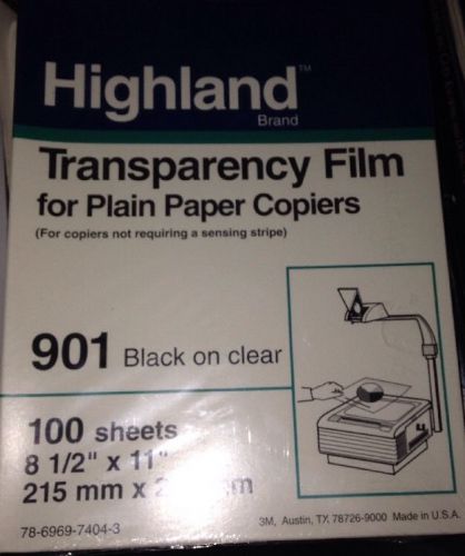 3M Highland Transparency Film For Copiers 901 100 Sheets W/O Sensing Stripe New