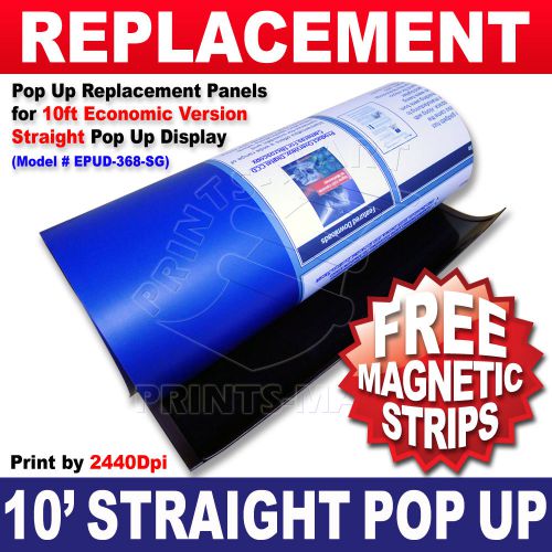 Replacement graphics panels for 10&#039; straight trade show pop up display booth for sale