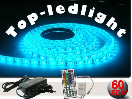 5M 5050 RGB LED Strip 60LED/M Waterproof+DC12V 5A Power Supply+44key Controller