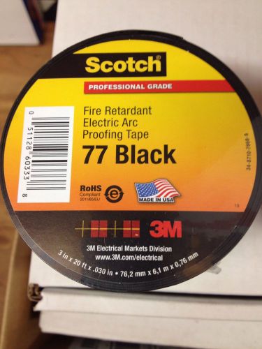 (10)3M Scotch Fire Retardant Electric Arc Proofing Tape 77  3&#034; x 20&#039; Black. New