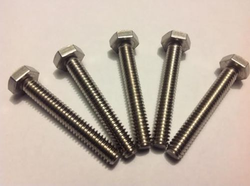 1/4&#034;-20 x 1-3/4&#034; Hex Tap Bolt Stainless Steel Full Thread - 5 Pieces