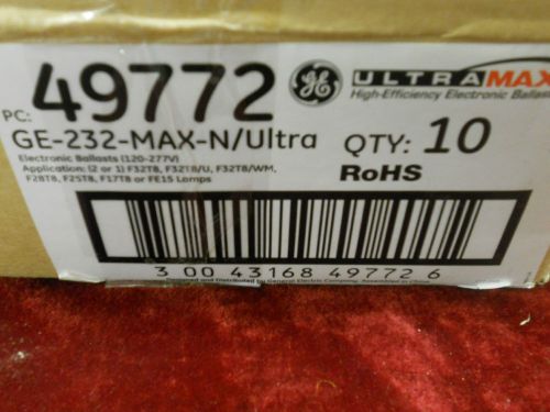 9 electronic ballast ge-232-max-n/ultra for 2 f32t8 4 feet lamps 120-277v 49772 for sale