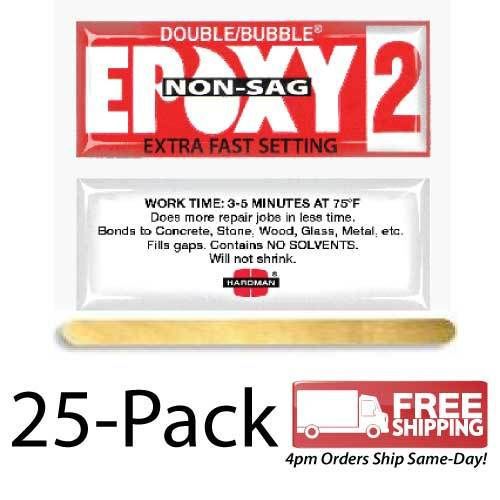 25-Pack-Double Bubble Red Non-Sag (No-Drip) Extra Fast Setting Epoxy Gel
